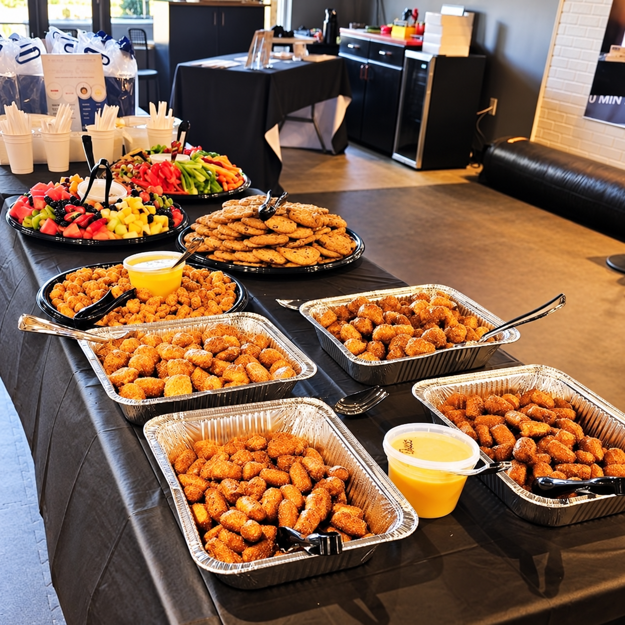 Village Corner catering buffet spread
