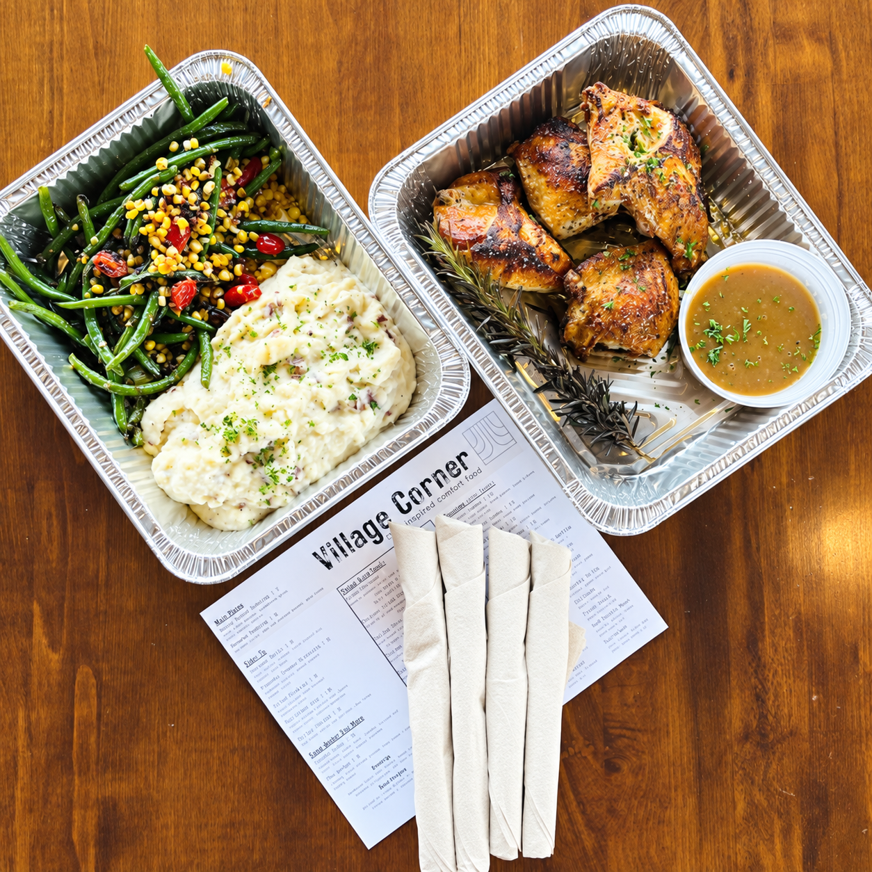 Village Corner catered chicken and sides